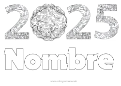 Dibujo libre Feliz año Año Nuevo chino Serpiente Zentangle Reptiles 2025