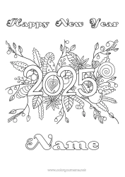 Free drawing Flowers Happy new year 2025