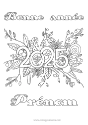 Coloriage à personnaliser Fleurs Bonne année 2025