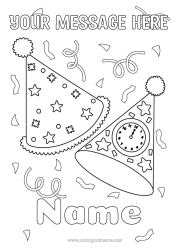 Free drawing Birthday Happy feast day ! Party Happy new year Hat Clock