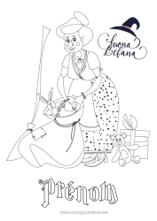 Coloriage à personnaliser Sorcière Épiphanie Befana