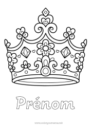 Coloriage à personnaliser Princesse Couronne Bijou