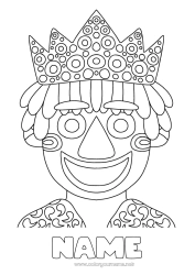 Coloring to customize Crown Epiphany Carnival Shrove Tuesday King King cake