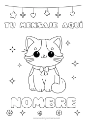 Colorear gratis Cat Kawaii Fiesta Animales Perros y gatos