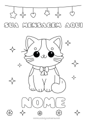 Desenho grátis Gato Kawaii Festa Cães e gatos