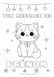 Coloriage gratuit Chat Kawaii Fête Animal Chiens et chats