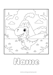 Coloring to customize Dinosaurs Volcano Animal Tyrannosaurus