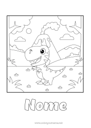 Desenho para personalizar Dinossauros Vulcão Animal Tiranossauro