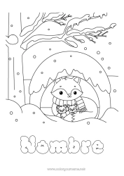 Dibujo libre Nieve Invierno Zorro Animales Animales del bosque Bufanda Madrigueras