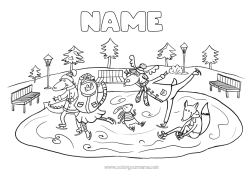 Free coloring Sport Winter Animal Winter Sports Figure Skating