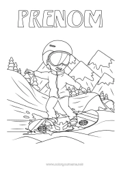 Coloriage à personnaliser Sport Neige Hiver Sports d'hiver Snowboard