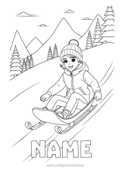 Coloring to customize Sport Snow Winter Sled Winter Sports Mountain