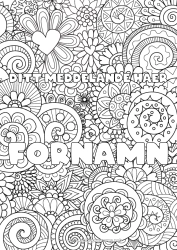 Gratis färgläggning Blommor Hjärta Utsmyckat namn Komplexa målarbilder Zentangle Dekorativ bakgrund Spiral