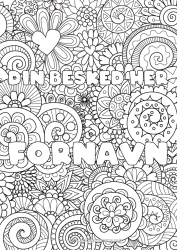 Farvelægningssiden tilpasning Blomster Hjerte Dekoreret navn Komplekse farvelægninger Zentangle Dekorativ baggrund Spiral