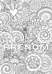 Coloriage gratuit Fleurs Coeur Nom décoré Coloriages complexes Zentangle Fond décoratif Spirale