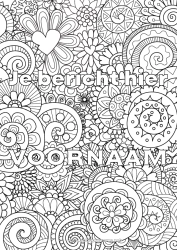 Gratis tekening Bloemen Hart Gedecoreerde naam Complex Kleurplaten Zentangle Decoratieve achtergrond Spiraal