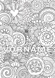 Kostenlose Zeichnung Blumen Herz Dekorierter Name Komplexe Ausmalbilder Zentangle Dekorativer Hintergrund Spirale