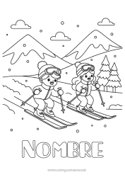 Colorear para personalizar Sport Nieve Invierno Niño Esquí Deportes de Invierno