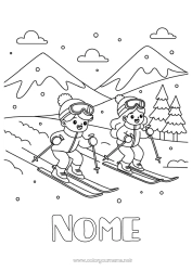 Desenho para personalizar Esporte Neve Inverno Criança Esqui Esportes de Inverno