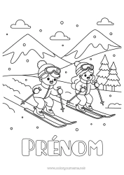 Coloriage à personnaliser Sport Neige Hiver Enfant Ski Sports d'hiver