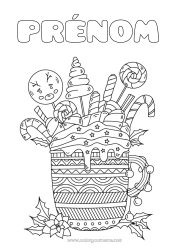 Dessin gratuit Boisson Gourmandises, sucreries Zentangle Sucette Chamallows, guimauves Mugcake