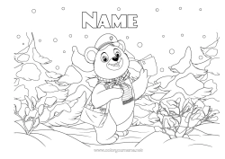 Free drawing Bear Snow Winter Animal Forest animals Office Professions Forest Postman