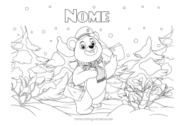 Desenho para personalizar Urso Neve Inverno Animal Animais da floresta Profissões de escritório Floresta Carteiro