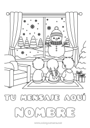 Dibujo libre Nieve Invierno Muñeco de nieve Niño Ventanas