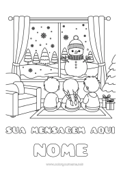 Desenho grátis Neve Inverno Boneco de neve Criança Janelas