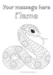 Free drawing Animal Snake Intermediate coloring pages Zentangle Reptiles 2025