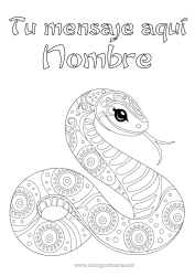 Dibujo libre Animales Serpiente Dibujos intermedios para colorear Zentangle Reptiles 2025