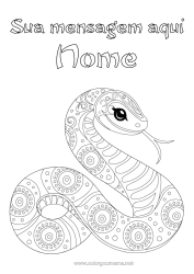 Desenho grátis Animal Serpente Colorações Intermediárias Zentangle Répteis 2025