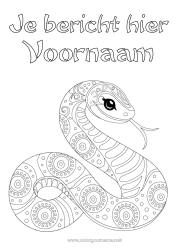 Gratis tekening Dier Slang Intermediaire kleurplaten Zentangle Reptielen 2025