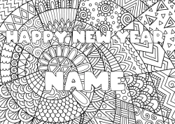 Free drawing Happy new year Decorated name Zentangle 