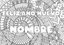 Dibujo libre Feliz año Nombre decorado Zentangle Mensaje 