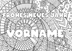 Kostenlose Zeichnung Frohes Neues Jahr Dekorierter Name Zentangle Nachricht 