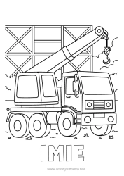 Kolorowanka do personalizacji Pojazdy Sprzęt budowlany Wóz z dźwigiem Zawody budowlane Plac budowy, budowa Dźwig