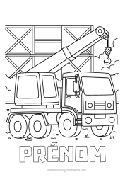 Coloriage à personnaliser Véhicules Engins de chantier Camion-grue Métiers du chantier Chantier, construction Grue