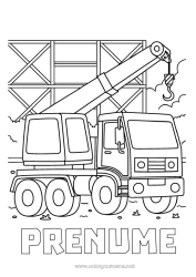 Desen liber de colorat Vehicule Utilaje de construcție Camion cu macara Meserii de șantier șantier, construcție Macara