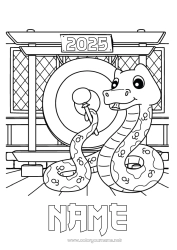 Free drawing Chinese New Year Snake Reptiles 2025 Gong