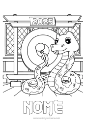 Desenho para personalizar Ano Novo Chinês Serpente Répteis 2025 Gong