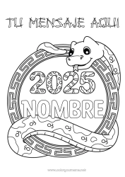 Colorear para personalizar Año Nuevo chino Serpiente Reptiles 2025