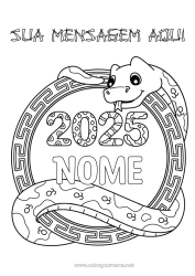 Desenho para personalizar Ano Novo Chinês Serpente Répteis 2025