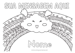 Desenho para personalizar Kawaii Arco-íris Zentangle Nuvem