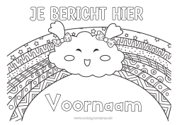 Gratis tekening Kawaii Regenboog Zentangle Wolk