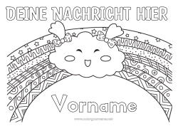 Kostenlose Zeichnung Kawaii Regenbogen Zentangle Wolke