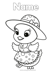 Free coloring Kawaii Chick Animal Farm animals