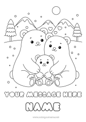 Coloring to customize Bear Snow Winter Dad Mum Child Animal Forest animals Family Hug