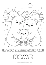 Disegno gratuito Orso Neve Inverno Papà Mamma Bambino Animale Animali della foresta Famiglia Abbraccio