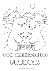 Coloriage à personnaliser Ours Neige Hiver Papa Maman Enfant Animal Animaux de la forêt Famille Câlin